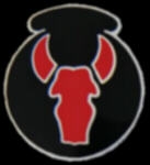 COW STEER HEAD RED BLACK PIN