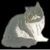 CAT PIN FLUFFY WHITE AND GRAY CAT PIN