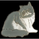 CAT PIN FLUFFY WHITE AND GRAY CAT PIN