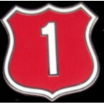 US ROUTE 1 SIGN PIN RED