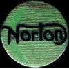 NORTON MOTORCYCLE ROUND SILVER GREEN LOGO PIN