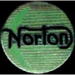 NORTON MOTORCYCLE ROUND SILVER GREEN LOGO PIN