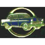 CHEVROLET 1956 CHEVY CAR CIRCLE BLUE PIN