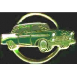 CHEVROLET 1956 CHEVY CAR CIRCLE GREEN PIN