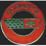 CHEVROLET CORVETTE RED ROUND LOGO PIN