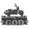 Christian Pin Motorcycle Riding With God Pewter Vest Religious Pins