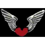 RED HEART MOTORCYCLE CAST WINGS PIN