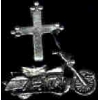 MOTORCYCLE WITH CHRISTIAN CROSS PIN