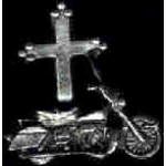 MOTORCYCLE WITH CHRISTIAN CROSS PIN