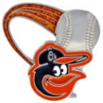 BALTIMORE ORIOLES PIN BASEBALL GLITTER TRAIL PIN