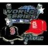 BOSTON RED SOX AND ST LOUIS CARDINALS WORLD SERIES 2004 BATS AND HATS