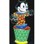 FELIX THE CAT CLOWN ON BASKET PIN