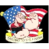 POPEYE PIN STRONG TO THE FINISH USA FLAG PIN