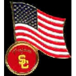 U SOUTHERN CALIFORNIA USC UNITED STATES USA FLAG HOLIDAY PIN
