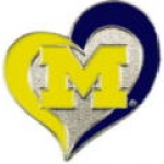 U MICHIGAN WOLVERINES PIN SWIRL HEART PIN UNIVERSITY OF MICHIGAN PIN