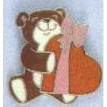 TEDDY BEAR HOLDING HEART PIN