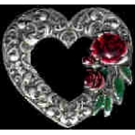 HEART ROSE CAST PIN