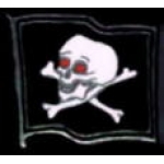 PIRATE SKULL AND CROSSBONES FLAG PIN