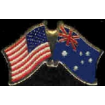 AUSTRALIA FLAG AND USA CROSSED FLAG PIN FRIENDSHIP FLAG PINS