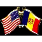 ANDORRA FLAG AND USA CROSSED FLAG PIN FRIENDSHIP FLAG PINS