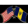 BARBADOS FLAG AND USA CROSSED FLAG PIN FRIENDSHIP FLAG PINS