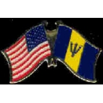 BARBADOS FLAG AND USA CROSSED FLAG PIN FRIENDSHIP FLAG PINS
