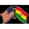 BOLIVIA FLAG AND USA CROSSED FLAG PIN FRIENDSHIP FLAG PINS