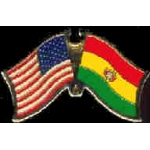 BOLIVIA FLAG AND USA CROSSED FLAG PIN FRIENDSHIP FLAG PINS