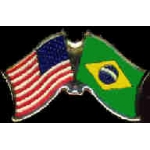 BRAZIL FLAG AND USA CROSSED FLAG PIN FRIENDSHIP FLAG PINS