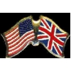 GREAT BRITAIN FLAG AND USA CROSSED FLAG PIN FRIENDSHIP FLAG PINS