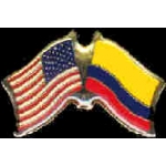COLOMBIA FLAG AND USA CROSSED FLAG PIN FRIENDSHIP FLAG PINS