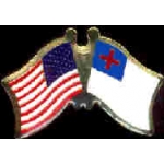 CHRISTIAN FLAG AND USA CROSSED FLAG PIN FRIENDSHIP FLAG PINS