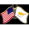CYPRUS FLAG AND USA CROSSED FLAG PIN FRIENDSHIP FLAG PINS