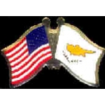 CYPRUS FLAG AND USA CROSSED FLAG PIN FRIENDSHIP FLAG PINS