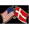 DENMARK FLAG AND USA CROSSED FLAG PIN FRIENDSHIP FLAG PINS