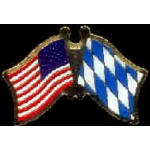 BAVARIA FLAG AND USA CROSSED FLAG PIN FRIENDSHIP FLAG PINS