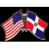 DOMINICAN REPUBLIC FLAG AND USA CROSSED FLAG PIN FRIENDSHIP FLAG PINS
