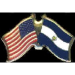 EL SALVADOR FLAG AND USA CROSSED FLAG PIN FRIENDSHIP FLAG PINS