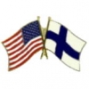 FINLAND FLAG AND USA CROSSED FLAG PIN FRIENDSHIP FLAG PINS