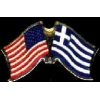 GREECE FLAG AND USA CROSSED FLAG PIN FRIENDSHIP FLAG PINS