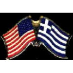 GREECE FLAG AND USA CROSSED FLAG PIN FRIENDSHIP FLAG PINS