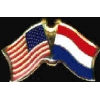 NETHERLANDS HOLLAND FLAG AND USA CROSSED FLAG PIN FRIENDSHIP FLAG PINS