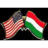 HUNGARY FLAG AND USA CROSSED FLAG PIN FRIENDSHIP FLAG PINS
