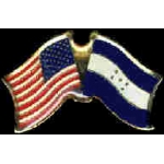 HONDURAS FLAG AND USA CROSSED FLAG PIN FRIENDSHIP FLAG PINS