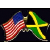 JAMAICA FLAG AND USA CROSSED FLAG PIN FRIENDSHIP FLAG PINS