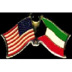 KUWAIT FLAG AND USA CROSSED FLAG PIN FRIENDSHIP FLAG PINS