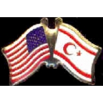 CYPRUS NORTHERN FLAG AND USA CROSSED FLAG PIN FRIENDSHIP FLAG PINS