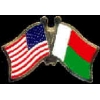 MADAGASCAR FLAG AND USA CROSSED FLAG PIN FRIENDSHIP FLAG PINS