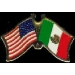 MEXICO FLAG AND USA CROSSED FLAG PIN FRIENDSHIP FLAG PINS