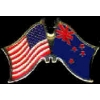 NEW ZEALAND FLAG AND USA CROSSED FLAG PIN FRIENDSHIP FLAG PINS